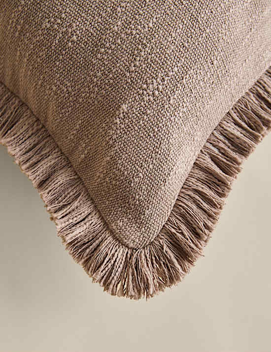 Pure Cotton Textured Fringe Cushion