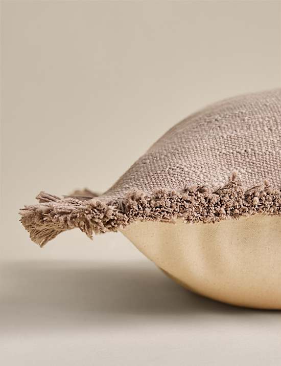 Pure Cotton Textured Fringe Cushion