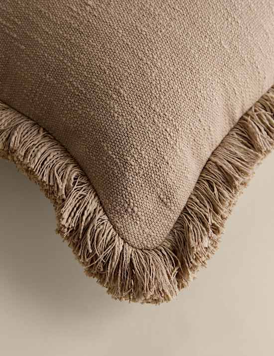 Pure Cotton Textured Fringe Cushion