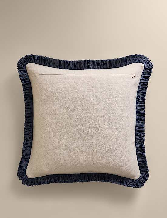 Pure Cotton Textured Fringe Cushion