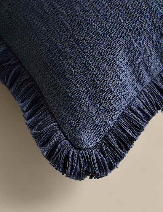 Pure Cotton Textured Fringe Cushion