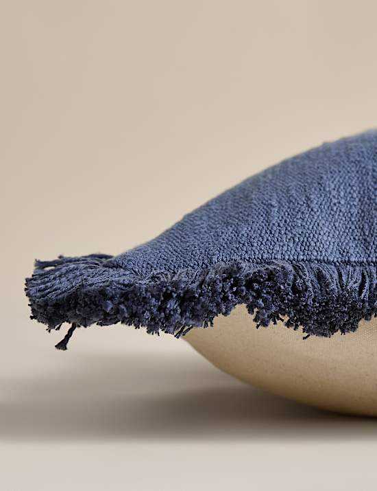 Pure Cotton Textured Fringe Cushion
