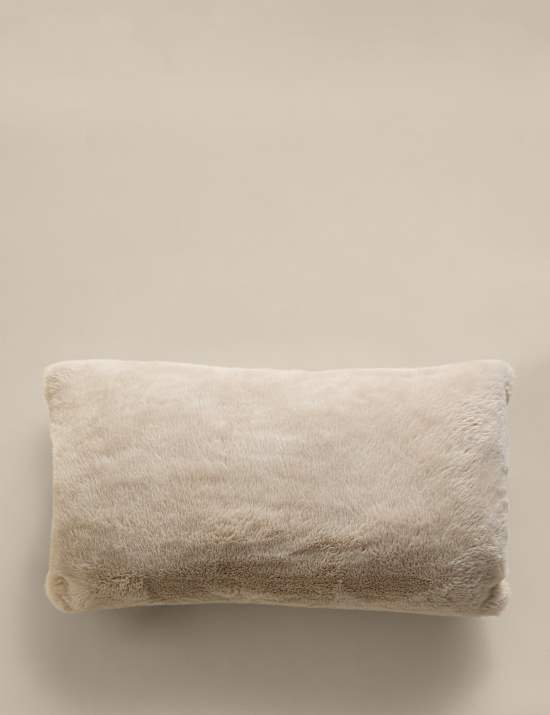 Faux Fur Snooze Slogan Bolster Cushion