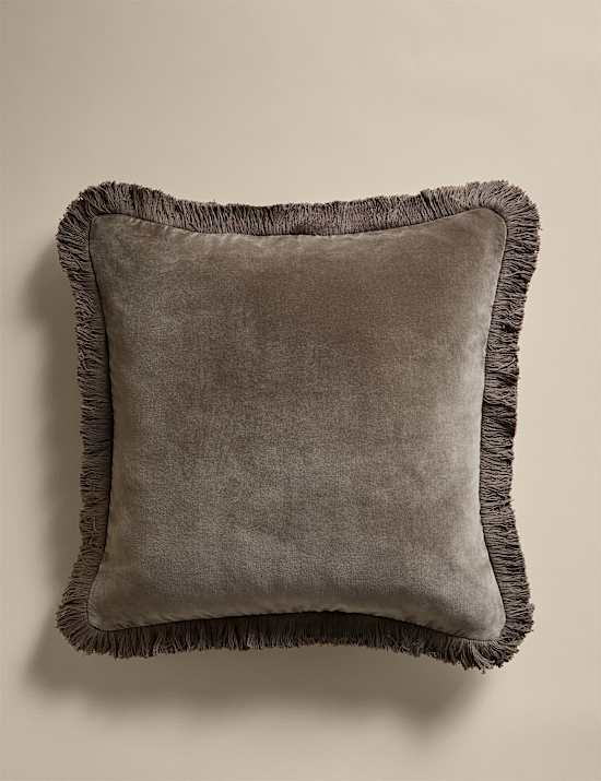Pure Cotton Velvet Fringed Cushion