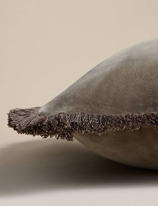 Pure Cotton Velvet Fringed Cushion