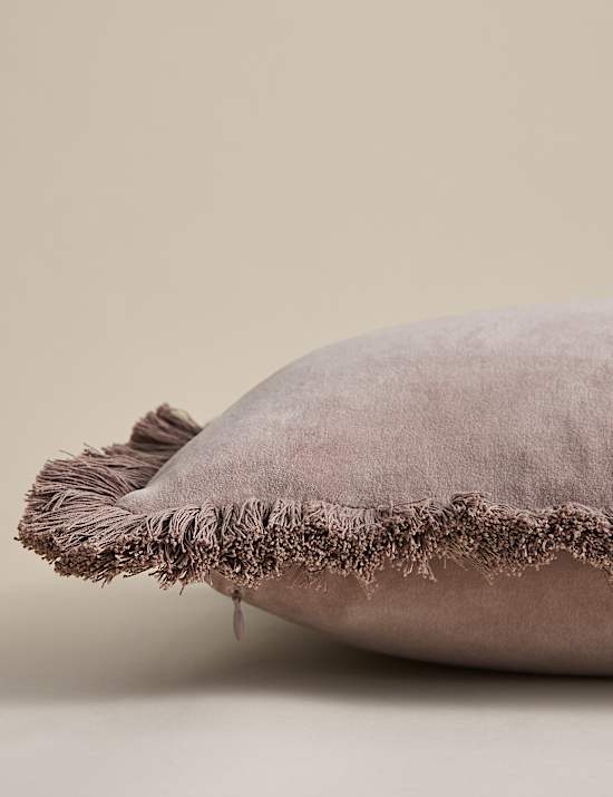 Pure Cotton Velvet Fringed Cushion