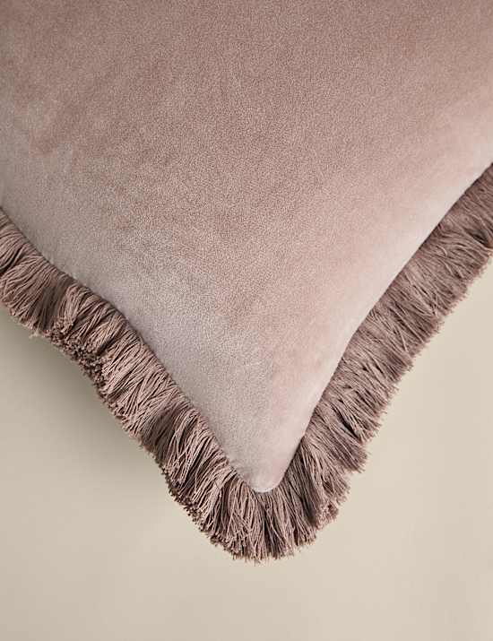 Pure Cotton Velvet Fringed Cushion