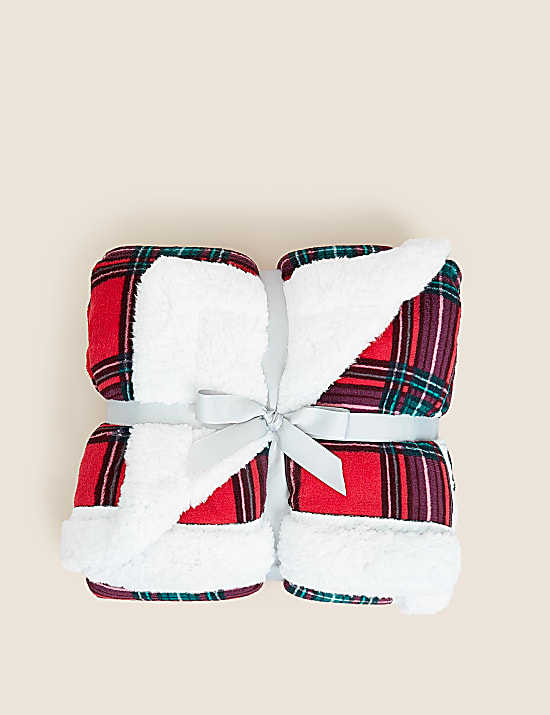 Borg Fleece Check Throw