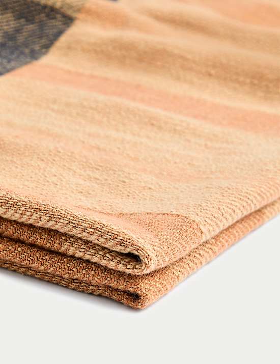 Pure Cotton Woven Geometric Checked Throw