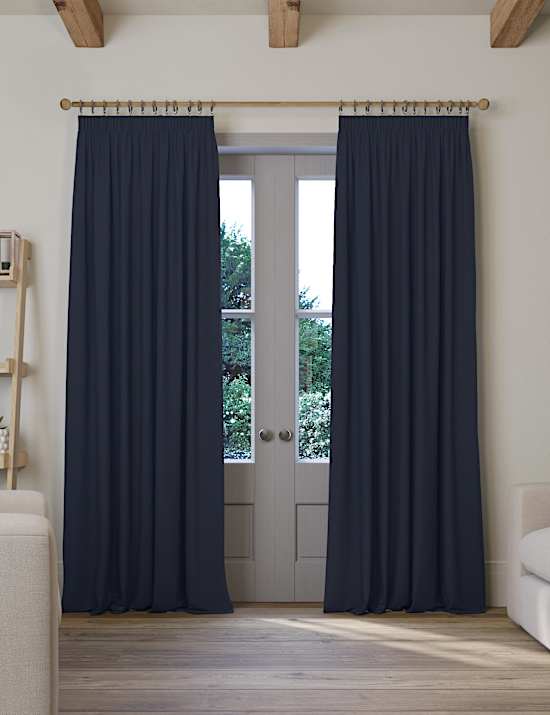 Brushed Pencil Pleat Blackout Thermal Curtains