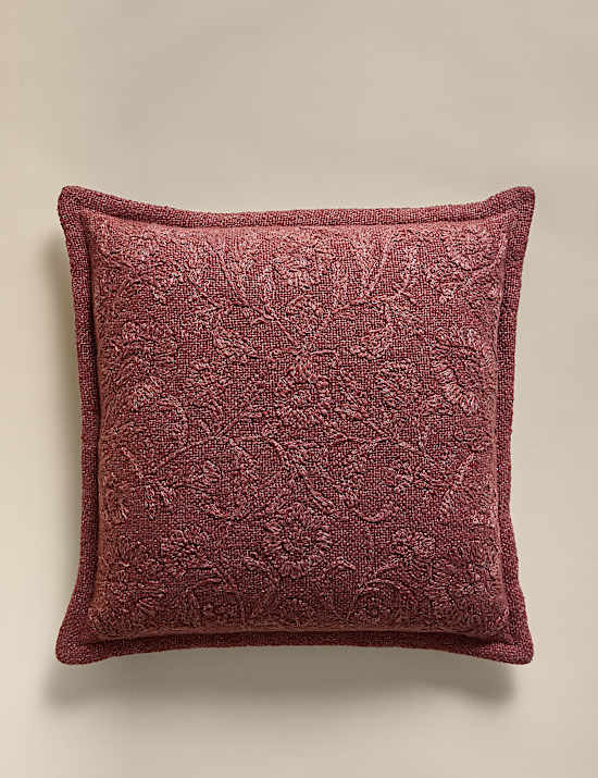Cotton Rich Floral Embroidered Cushion