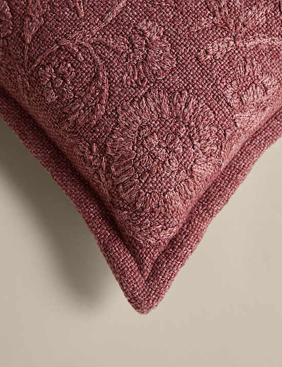 Cotton Rich Floral Embroidered Cushion