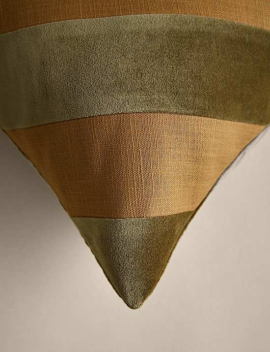 Pure Cotton Velvet Diagonal Stripe Cushion