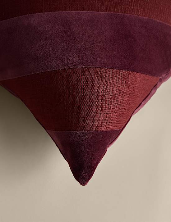 Pure Cotton Velvet Diagonal Stripe Cushion