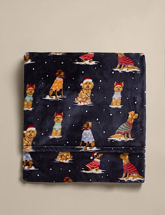 Soft Fleece Dog Print Throw