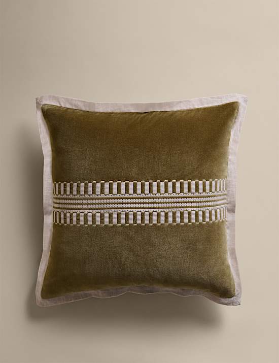 Pure Cotton Velvet Embroidery Panel Cushion