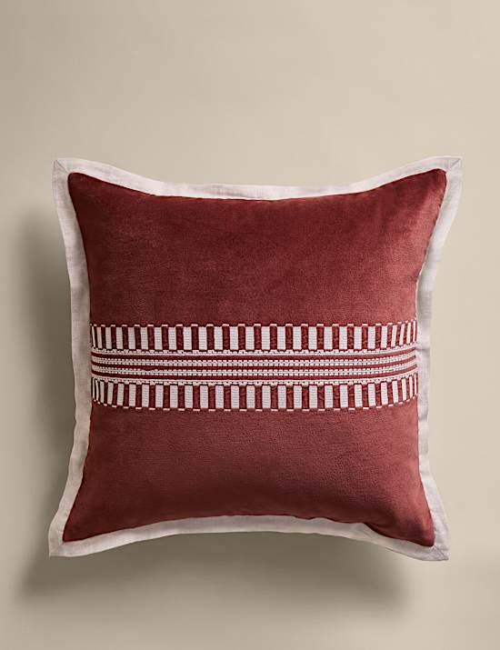 Pure Cotton Velvet Embroidery Panel Cushion