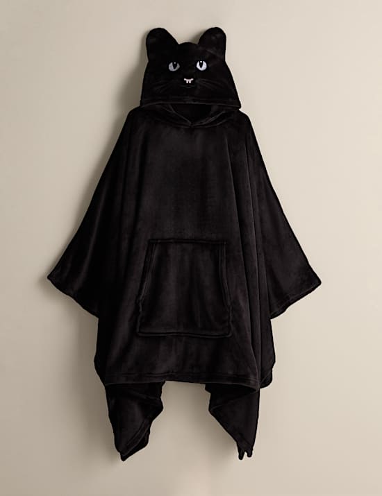 Kapuzen-Kuscheldecke mit Katzenmotiv