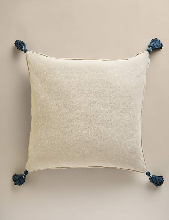 Pure Cotton Embroidered Tassel Cushion