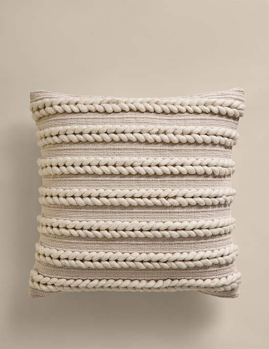 Cotton with Wool Plait Cushion