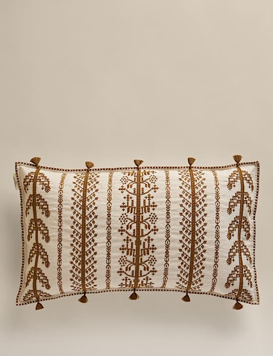 Pure Cotton Embroidered Bolster Cushion