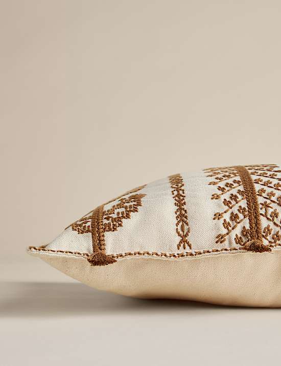 Pure Cotton Embroidered Bolster Cushion