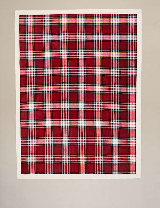 Borg Fleece Checked Throw