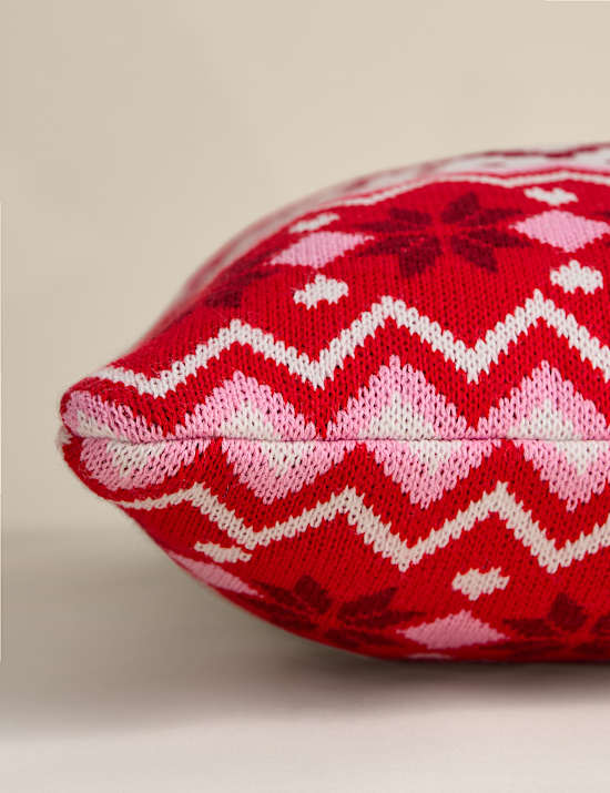 Knitted Christmas Fair Isle Cushion