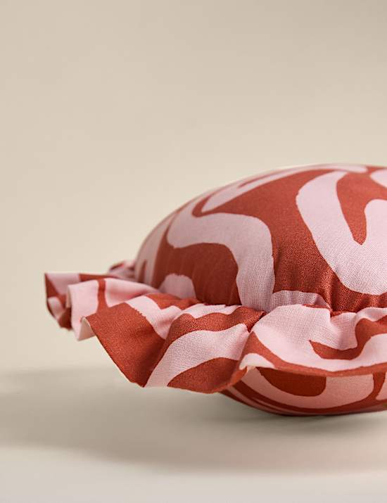 Cotton Rich Printed Frilly Heart Cushion