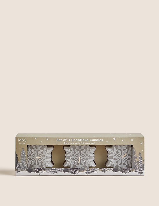 Set of 3 Snowflake Candles