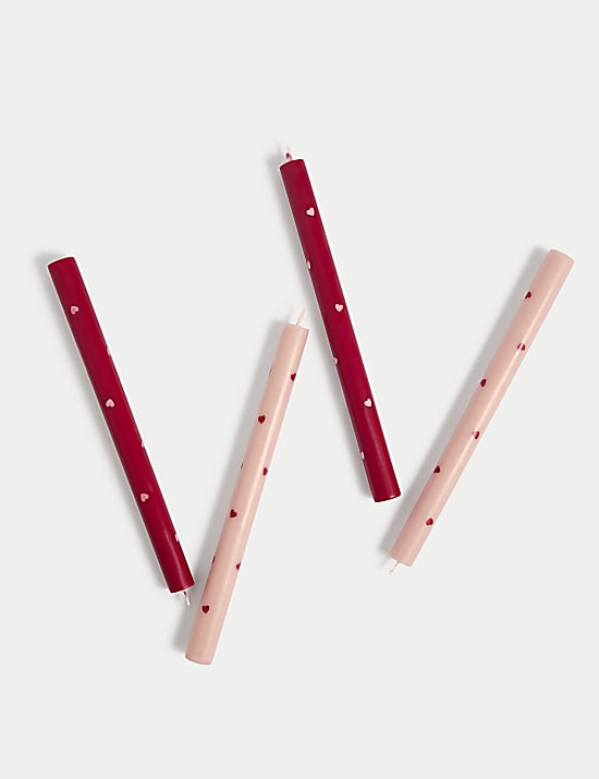 Lot de 4 chandelles à motif cœurs