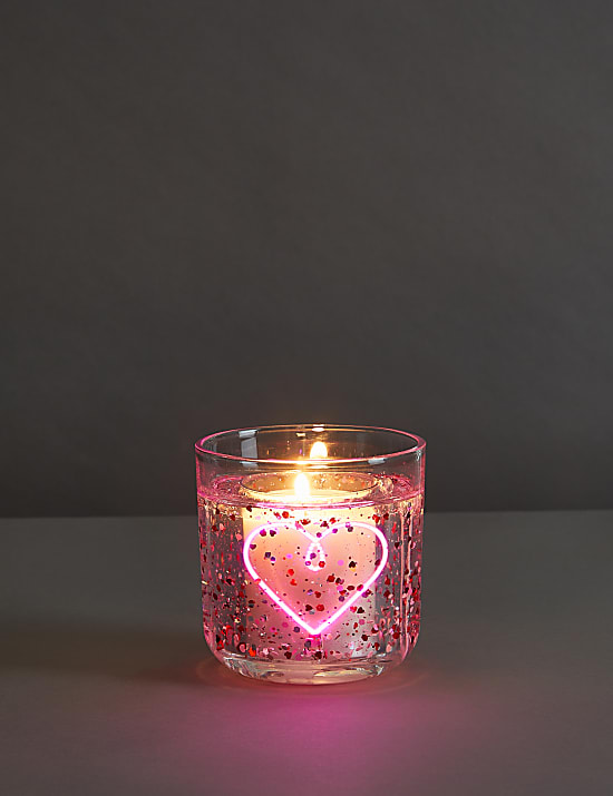Neon Heart Light Up Candle