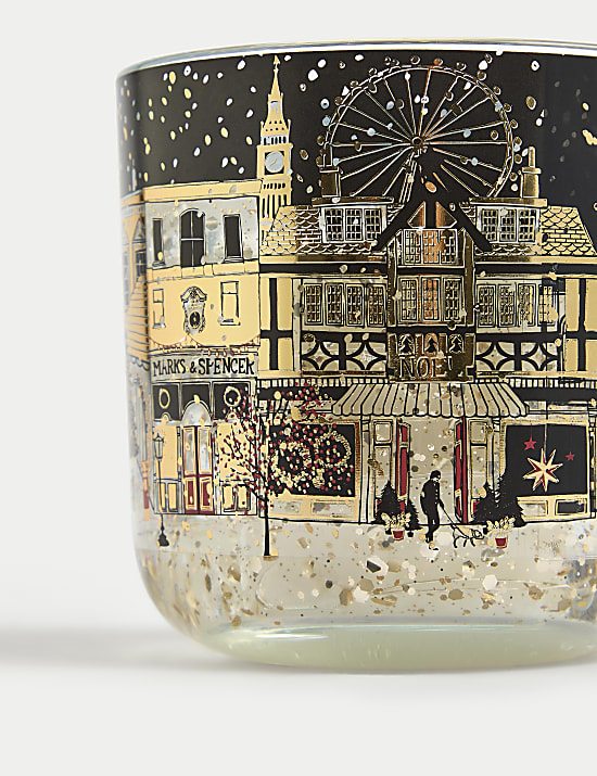 Bougie lumineuse à motif maison de ville de Noël