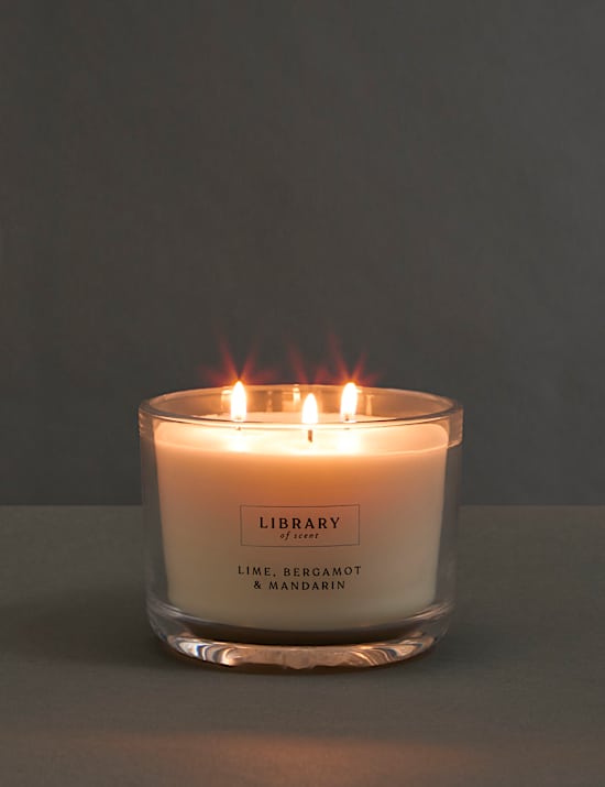 Κερί με 3 φιτίλια και άρωμα λάιμ, περγαμόντο & μανταρίνι