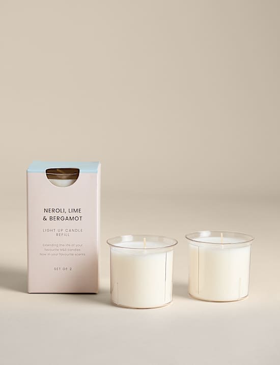 Lot de 2 recharges de bougie parfum n&eacute;roli, citron vert & bergamote