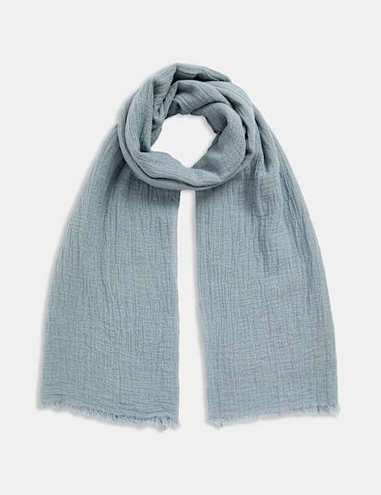 Linen Blend Fringed Scarf