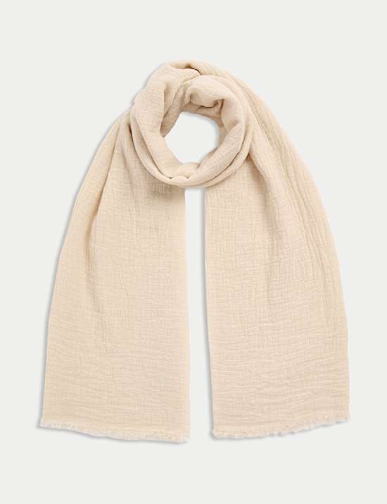 Linen Blend Fringed Scarf