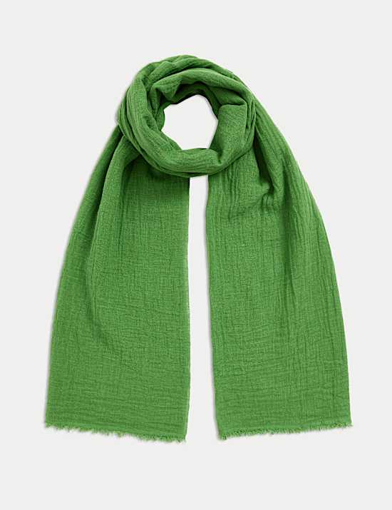 Linen Blend Fringed Scarf