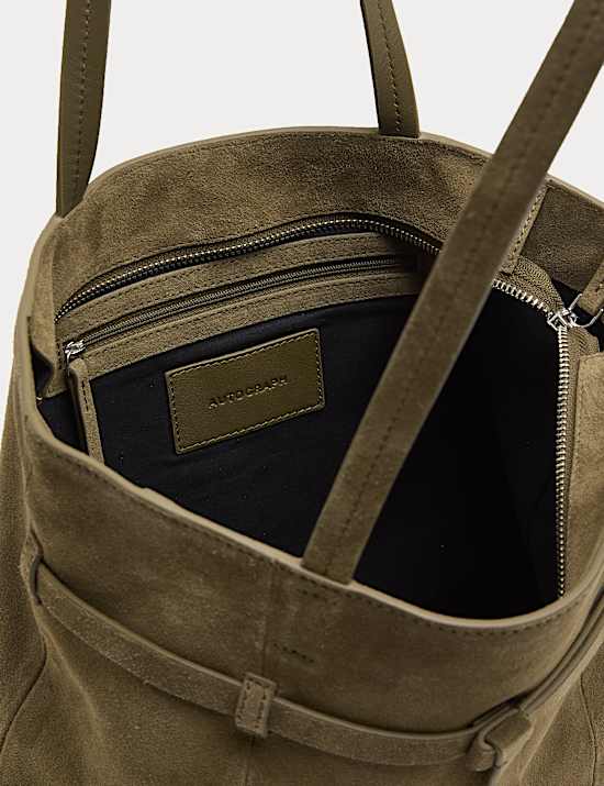 Suede Belted Tote Bag