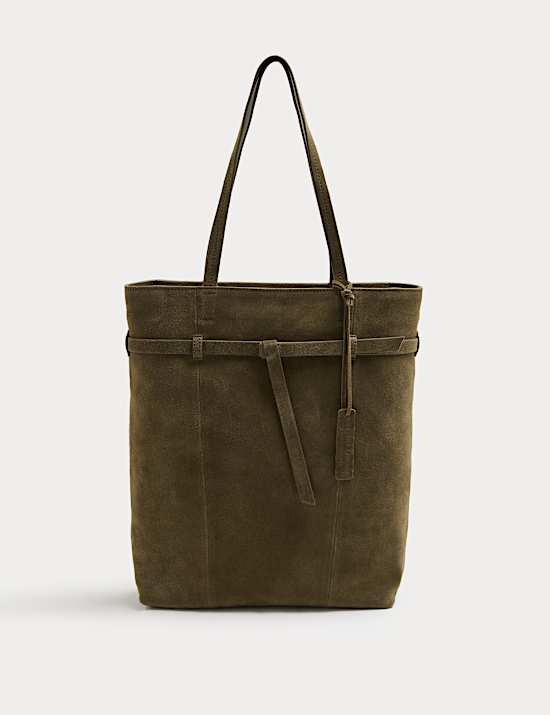 Suede Belted Tote Bag