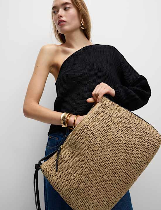 Slouchy Straw Shoulder Bag