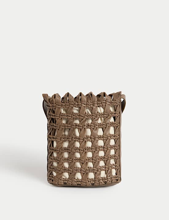 Pure Leather Woven Cross Body Bag