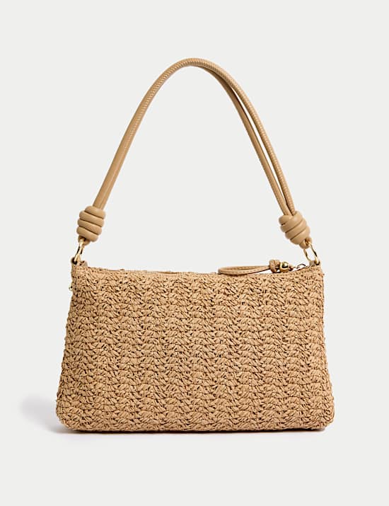 Straw Beaded Shoulder Bag