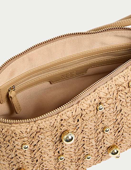 Straw Beaded Shoulder Bag