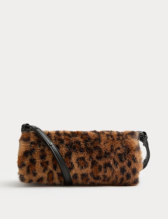 Bolso cruzado de piel sint&eacute;tica con estampado de leopardo