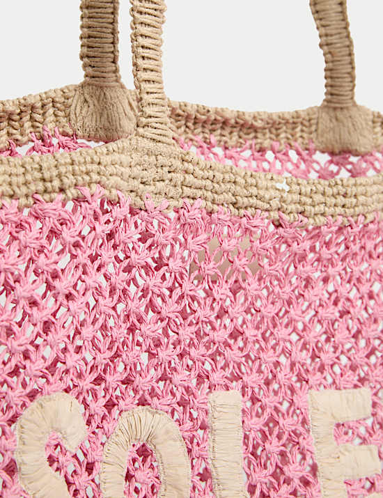 Tote für den Strand aus Stroh und Jute mit Makramee