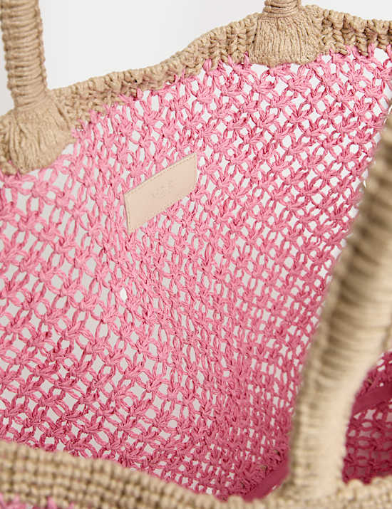 Tote für den Strand aus Stroh und Jute mit Makramee