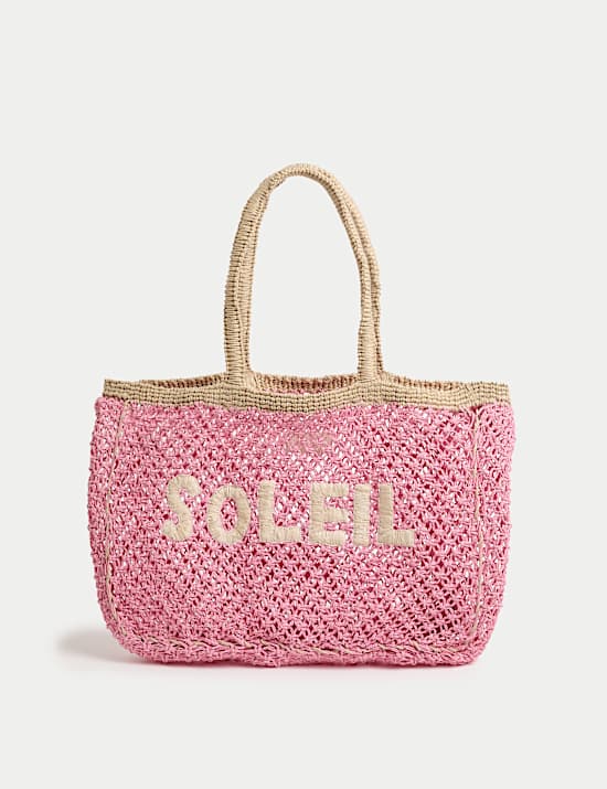 Straw & Jute Macramé Beach Tote Bag