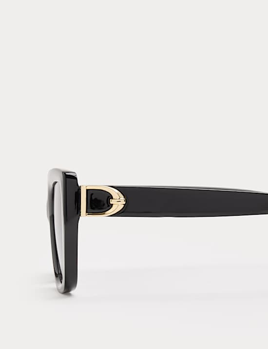 Lunettes de soleil carr&eacute;es style aviateur &agrave; boucle