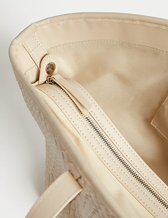 Cabas en similicuir à motif tressé